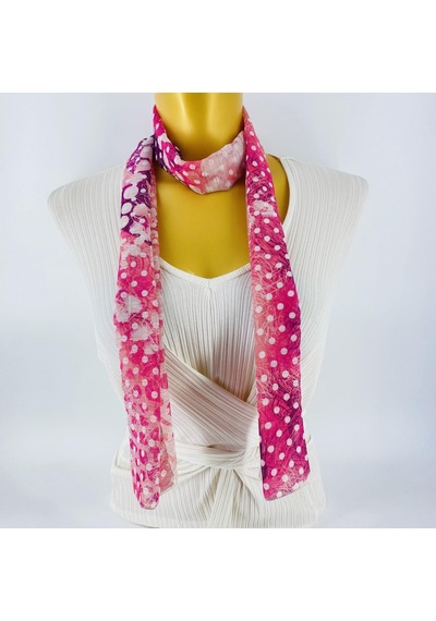 Tedz Collection Paredora Beyaz Puantiyeli Şeker Pembe Uzun Fular Çok Renkli