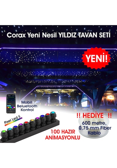 Animasyonlu Yıldız Tavan Uygulama Seti, Fiber Optik Aydınlatma Kurulum Kiti Çok Renkli