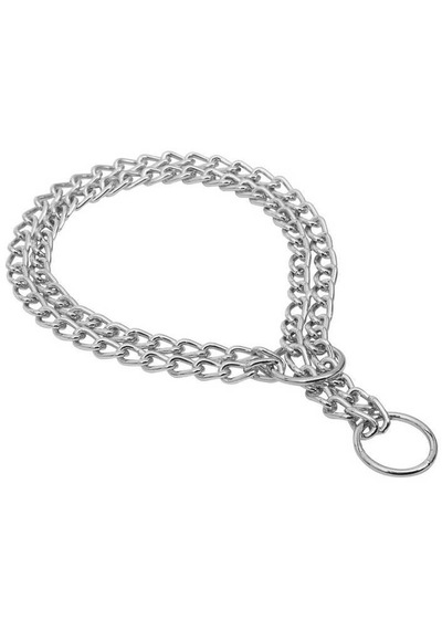 Eğitim Serisi Çift Sıra Boğma Zincirli Köpek Boyun Tasması - 2,5x35-45cm Chrome