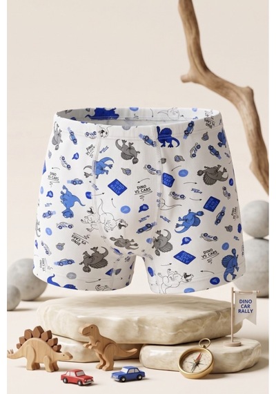 Andredimoda Erkek Çocuk Boxer Pamuklu Desenli Boxer 3'lü Paket Karışık Karışık