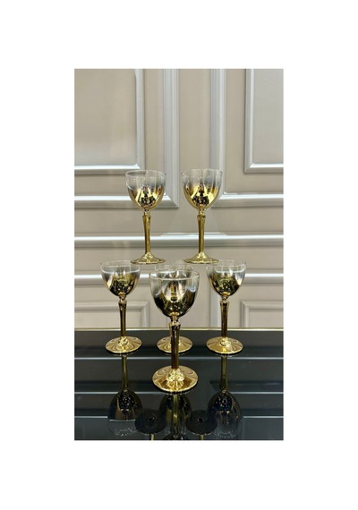6 Adet Titanyum Gold Kahve Yanı Meşrubat Su Bardağı Hudson Altın