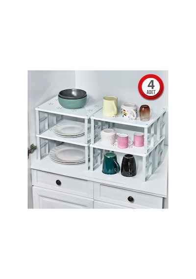 4'lü Dolap İçi Düzenleyici Raf Seti, Metal Tasarım, Pratik Ve Şık Kullanım Metal Ayaklı Beyaz - 825661851 Beyaz