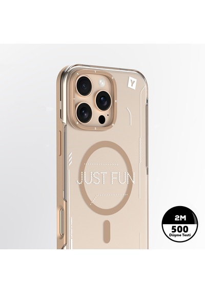 Apple Uyumlu iPhone 16 Pro Kılıf Magsafe Şarj Özellikli Çıkarılabilir Arka Yüzeyli Youngkit Mecha Desert Gold