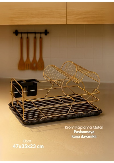 Jet's Home 2 Katlı Bulas Iklık Tezgah U Stu Tabaklık Bpa Free Bulas Ik Sepeti Kalpli Gold Gold