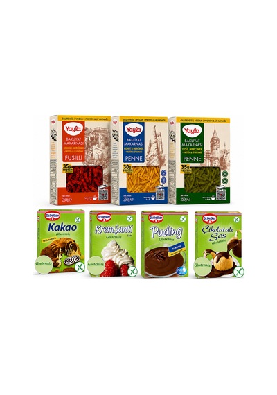 Glutensiz Avantaj Seti Bakliyat Makarnası & Dr. Oetker Glutensiz Tatlı Paketi 7 Li Karma Set - 876052945