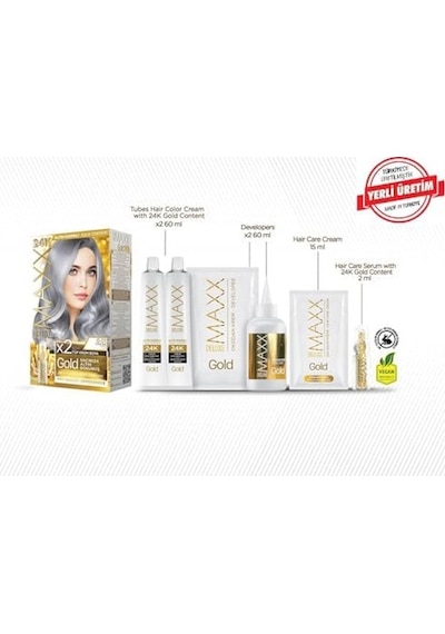 Serisi 24k Altın Parçacıklı Serum İle 1 Kutu 2 X 50 Ml Ve Geliştiriciler Saç Boyası Füme Gri 0.01