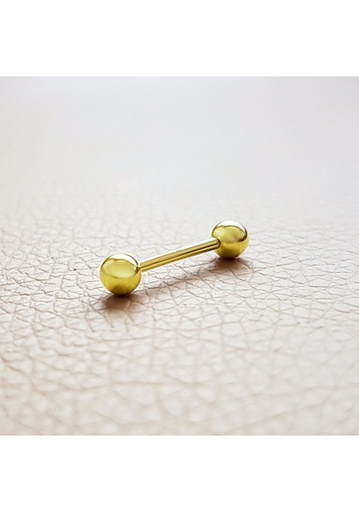 Altın Toplu Düz Kaş Ve Dil Piercing As13Pc Altınsepeti Sarı