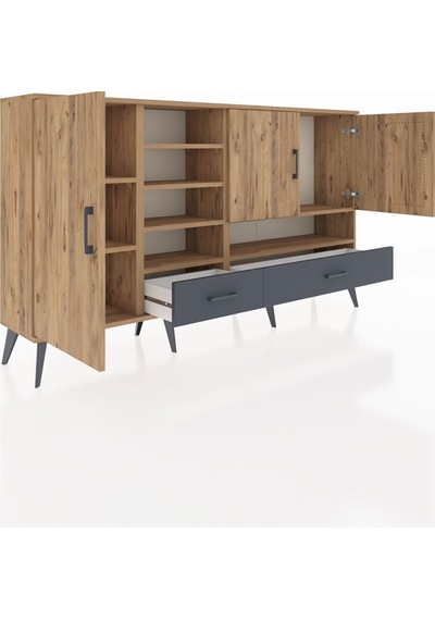 Arges Konsol 8 Raflı 2 Çekmeceli 3 Kapaklı 176x30x99 Çam-çam/antrasit Atlas Çam/antrasıt - Atlas Çam Arges Konsol 8 Raflı 2 Çekmeceli 3 Kapaklı 176x30x99 Çam-çam/antrasit Atlas Çam/antrasıt - Atlas Çam