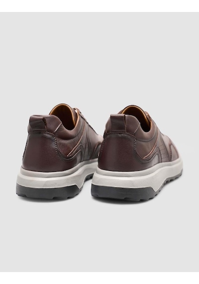 Hakiki Deri Bağıcıklı Kahverengi Erkek Sneaker Kahverengi