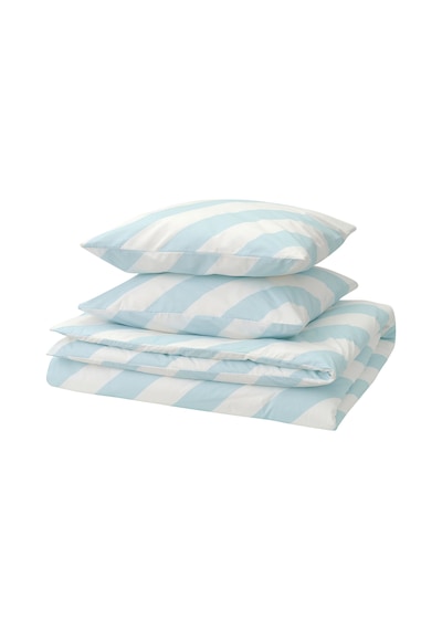 Ikea Slojsılja Çift Kişilik Nevresim Takımı 220 X 240 Cm Beyaz - Açık Lacivert Beyaz - Mavi