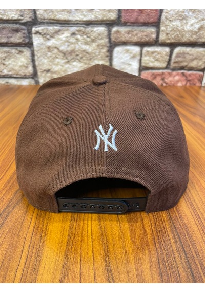 Hamze Ny New York Nakış Hip-hop Snapback Rapper Basket Beyzbol Şapka Cap Kahverengi - Beyaz