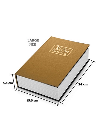 Kitap Şeklinde Gold Büyük Boy Gizli Güvenlik Kitap Görünümlü Hazi