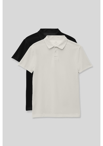 TOMMYLIFE Standart Fit Basic Polo Yaka 2li Paket Siyah-ekru Unisex Çocuk T-shirt - 11330 Siyah - Beyaz