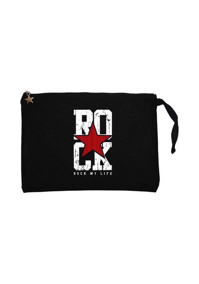 Rock My Life Siyah Clutch Astarlı Cüzdan / El Çantası