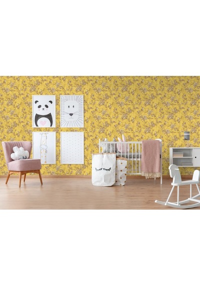 Tropicano Çiçek Desenli Trend Duvar Kağıdı 9914-4, Sarı Ce, Iso 9001, Iso 10002