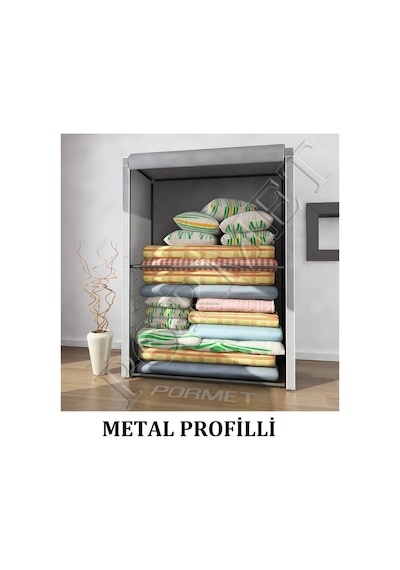 Beyazpazar Bez Dolap Yorgan Hurcu Metal Profilli Yorgan Hurcu Portatif Bez D (400097824) Gri