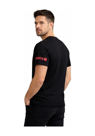 Efnaz Style Erkek Türkiye Ay Yıldız Baskılı 10 Numara Forma Tişört Taraftar T-shirt - Siyah