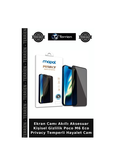 Ekran Camı Akıllı Aksesuar Kişisel Gizlilik Poco M6 Eco Privacy Temperli Hayalet Cam