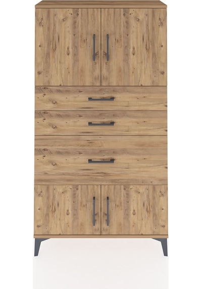 Arges Dolap 2 Raflı 3 Çekmeceli 4 Kapaklı 88x30x163 Çam-çam Atlas Çam