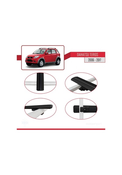 Daihatsu Terios 2006-2017 Arası İle Uyumlu Basic Model Ara Atkı Tavan Barı Siyah 3 Adet