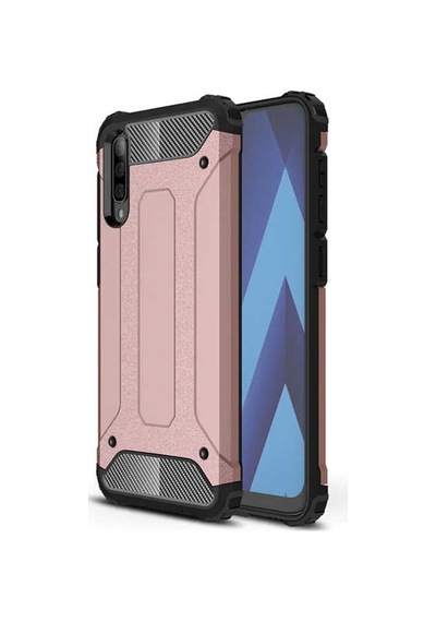 Ekılıf - Samsung Galaxy A50 Uyumlu Kılıf Çift Katman Zırh Tank Crash Military Kapak - Rose Gold