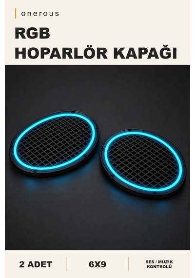 Onerous 2 Adet 6x9 Rgb Led Hoparlör Kapağı, Müzik Kontrollü Çok Renkli