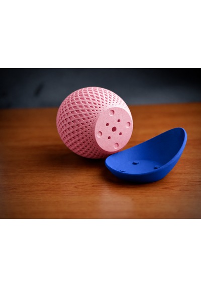 3d Baskı Küre Saksı - Kafes Dokulu İki Parçalı Dekoratif Saksı - Pembe-mavi