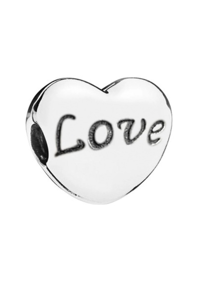 Nur Silver Love Yazılı Kalp Gümüş Charm Nur-bl09089