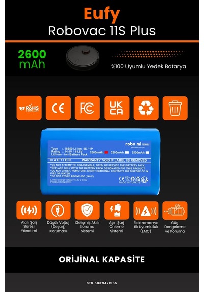 Eufy Robovac 11s Plus 2600mah Robot Süpürge Bataryası