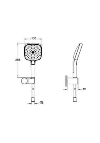 Vitra Prime Square A4592574 3f El Duşu Takımı, Soft Altın Diğer