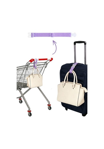 Temel Valiz Üstü Çanta Sabitleme Kemeri Ve Çanta Asma Askısı Seti Lila Renk