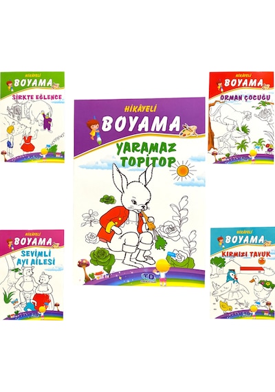 Hikayeli Boyama Kitapları 5'li Hikaye İle Boya