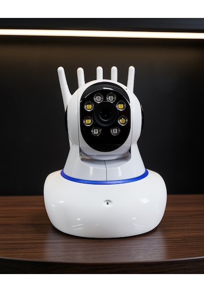 Motorlu 1080p Wifi Kamera 5 Antenli Led Aydınlatmalı Uuczzzwifikameraaaaa3 Beyaz