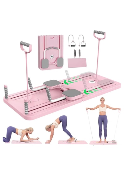 Pilates Aleti Zamanlayıcılı, Direnç Bantlı Çok Amaçlı Egzersiz Tahtası Telefon Tutacaklı Açık Pembe Pilates Aleti Zamanlayıcılı, Direnç Bantlı Çok Amaçlı Egzersiz Tahtası Telefon Tutacaklı Açık Pembe