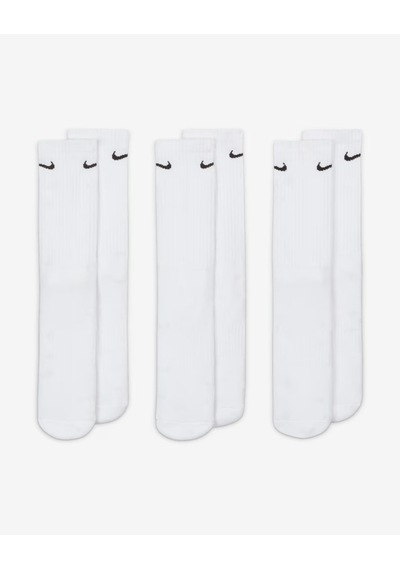 Nike Sx7664-100 Everyday Cushioned Crew Antrenman Çorapları 3 Çift Beyaz
