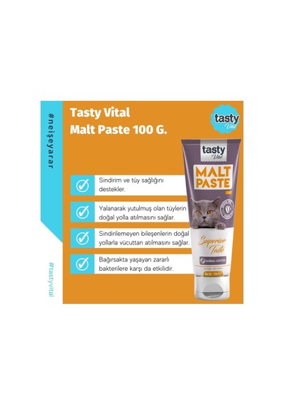 Kedi Malt Pasta 100 Gr Kediler Için Tüy Yumağı Önleyici