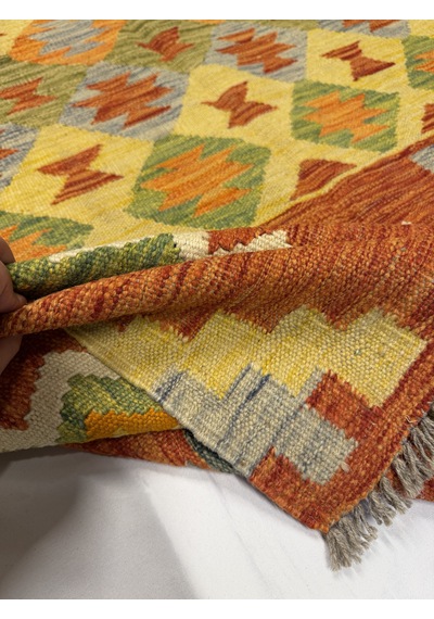 El Dokuma Afgan Kilim 100% Yün Kök Boya Elsanat Eserı Evinize Renk Katacak Çok Renkli