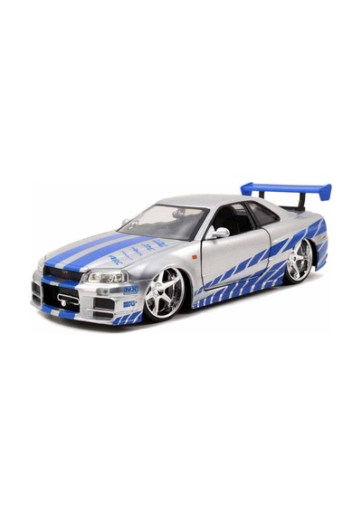 Hobbiez Lisanslı Nissan Skyline R-34 Model Diecast Car 1/24 Ölçek Metal Standlı Araç