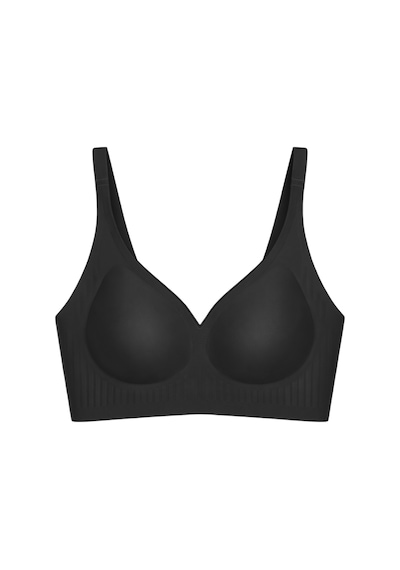 Cottonhill Seamless Bra - Slight Siyah Lazer Kesim Dikişsiz Dilim Detaylı Balensiz Kadın Sütyen Siyah
