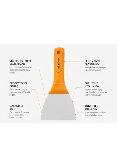 Saptak Spatula, Çelik Uçlu Spatula, Ergonomik Plastik Saplı, Dayanıklı Güçlü Yapı, Alçı, Boya, Macun Uygulama Malası, İnşaat, Hırdavat, Profesyonel El Aleti 80 Mm 41705774