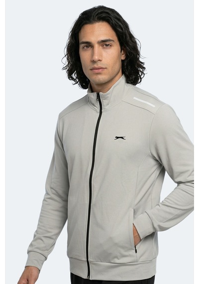 Slazenger Revolver Erkek Fermuarlı Dik Yaka Cepli Gri Sweatshırt