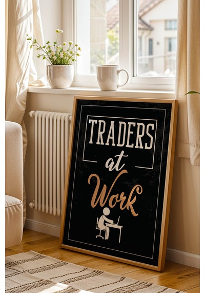 Traders At Work Motivasyon Temalı Çerçeveli Tablo Finans Ve Yatırım Serisi Ofis Duvar Dekoru Kayın
