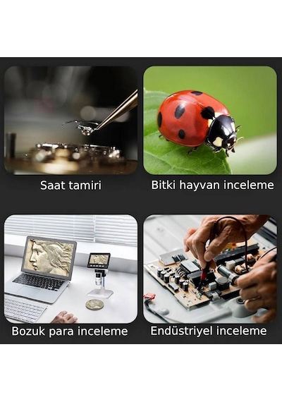 Ece Opto-edu Dijital Mikroskop Tamirci Mikroskobu Mini 4.3" Ips Lcd Ekran 1000x 1080p Büyütme
