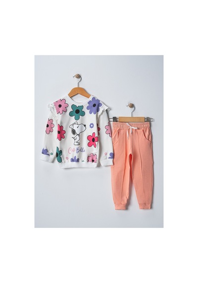 Veramoni Kız Çocuk Cute Belle Çiçek Baskılı Uzun Kollu Eşofman Sweatshırt Takım Krem Veramoni Kız Çocuk Cute Belle Çiçek Baskılı Uzun Kollu Eşofman Sweatshırt Takım Krem