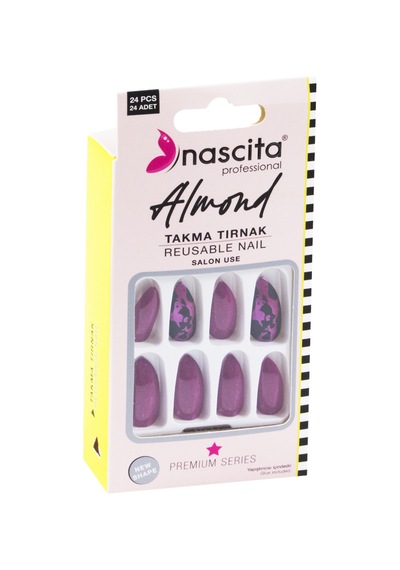 Nascita Almond Takma Tırnak Renkli 24 Lü Set Nasnaıl00150