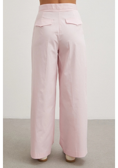 Never More Geniş Paça Pensli Pantolon Pembe
