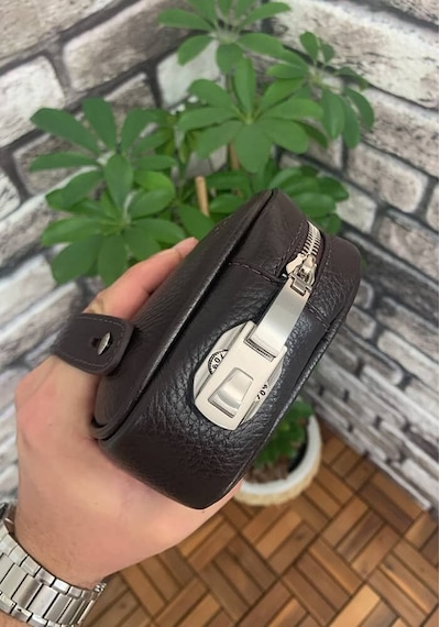 Guard Leather Guard Kahverengi Hakiki Deri Şifreli El Çantası Çok Renkli