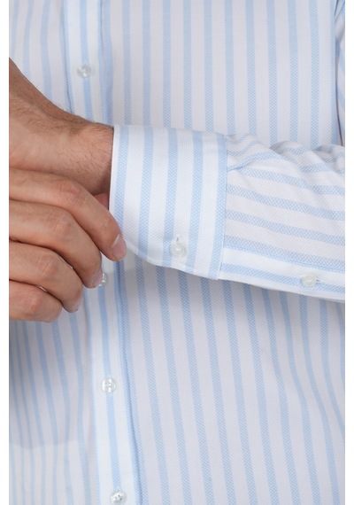 Bisse Uzun Kollu Regular Fit Çizgili Erkek Mavi Gömlek Gmczg252130 C35 Mavi
