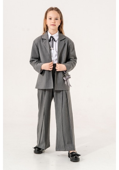 Giyicem Kız Çocuk Blazer Ceket 6600 Gri