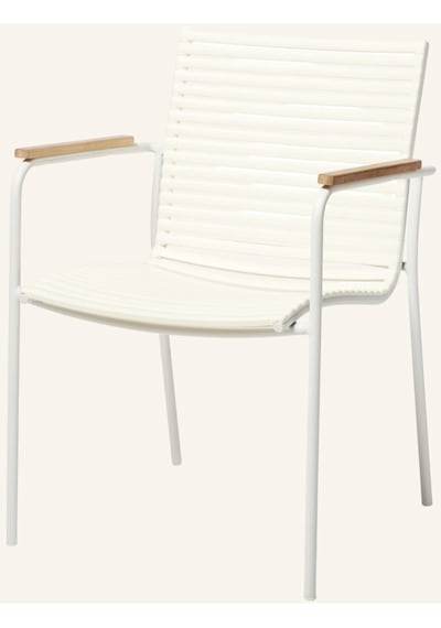 Cinas Mood Classic Bahçe Sandalyesi Teak Kollu Alüminyum Gövde Beyaz 60x56x84 Cm